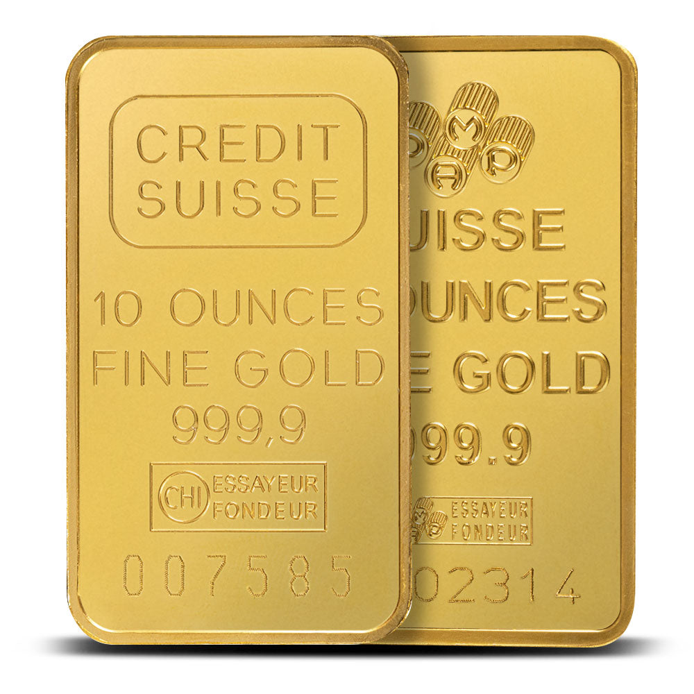 Premium 10 Ounce .999+ Pure Gold Bar - Varied Mint, Investment Grade Bullion