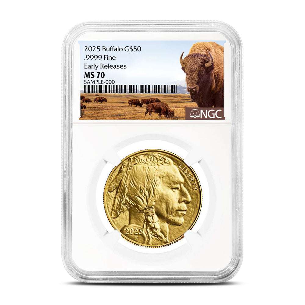 2025 1 oz American Gold Buffalo NGC MS70 ER Coin Buffalo Label