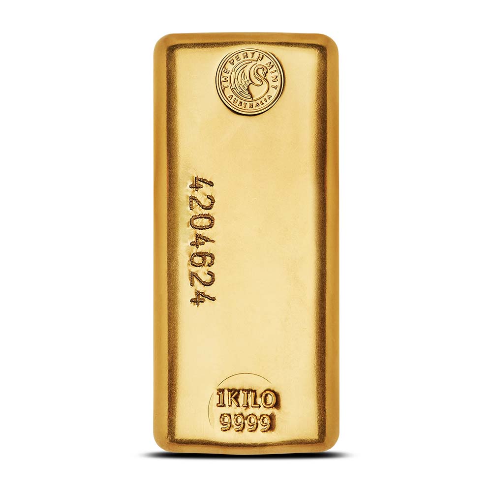 Premium 1 Kilo Perth Mint Cast Gold Bar - .9999 Fine Gold Bullion