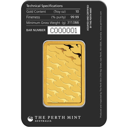 Premium 10 oz Perth Mint Gold Bar with Assay - Investment Grade Bullion