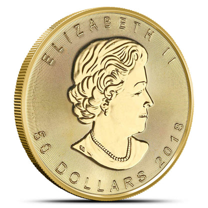 2018 1 oz Canadian Gold Maple Leaf: .9999 Pure Bullion Coin, Brilliant Uncirculated