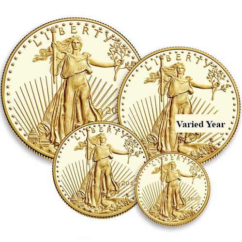 Exquisite 4-Coin Proof American Gold Eagle Set, Random Year, Box & CoA