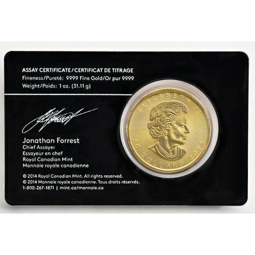 2015 1 oz Canadian Gold Maple Leaf Coin .9999 Pure Bullion Investment