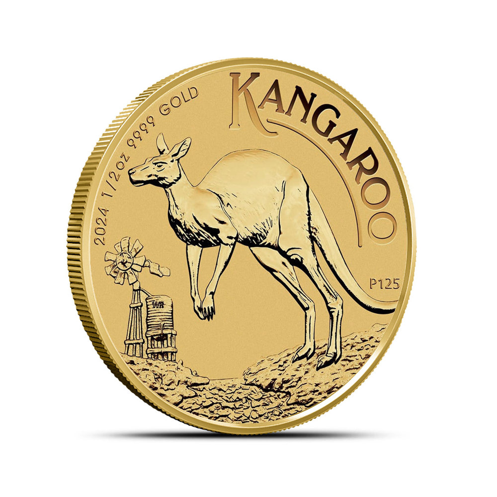 2024 Australian Gold Kangaroo: 1/2 oz Pure .9999 Fine Bullion Coin
