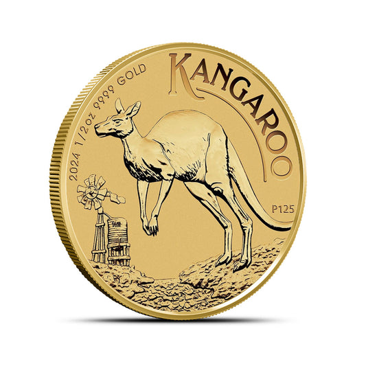 2024 Australian Gold Kangaroo: 1/2 oz Pure .9999 Fine Bullion Coin