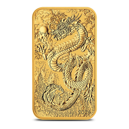 2024 Australian Rectangular Gold Dragon Coin - 1 oz .9999 Pure BU