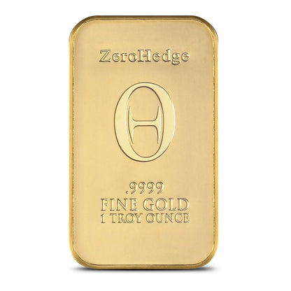 Authentic 1 Oz ZeroHedge .9999 Fine Gold Bar with Assay Card