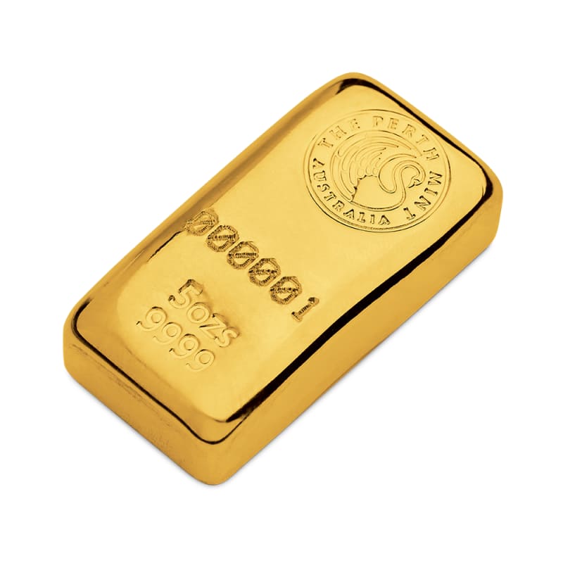 Premium 5 Ounce Perth Mint Cast Gold Bar - High Purity .9999 Bullion