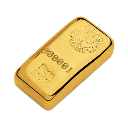 Premium 5 Ounce Perth Mint Cast Gold Bar - High Purity .9999 Bullion