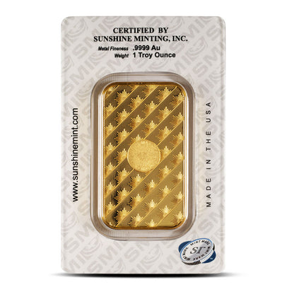 Premium 1 Ounce Sunshine Minting Gold Bar: .9999 Pure Investment Grade Gold