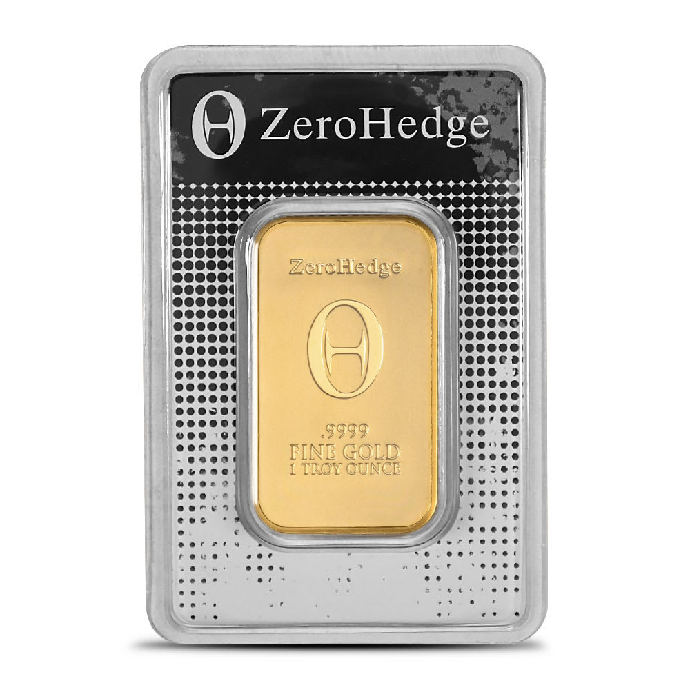 Authentic 1 Oz ZeroHedge .9999 Fine Gold Bar with Assay Card