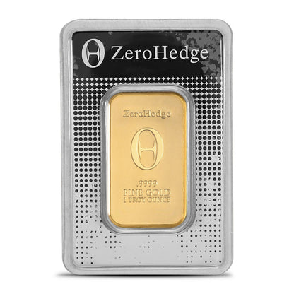 Authentic 1 Oz ZeroHedge .9999 Fine Gold Bar with Assay Card