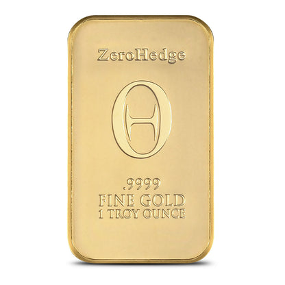 Authentic 1 Oz ZeroHedge .9999 Fine Gold Bar with Assay Card