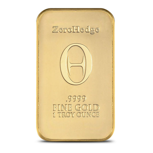 Authentic 1 Oz ZeroHedge .9999 Fine Gold Bar with Assay Card