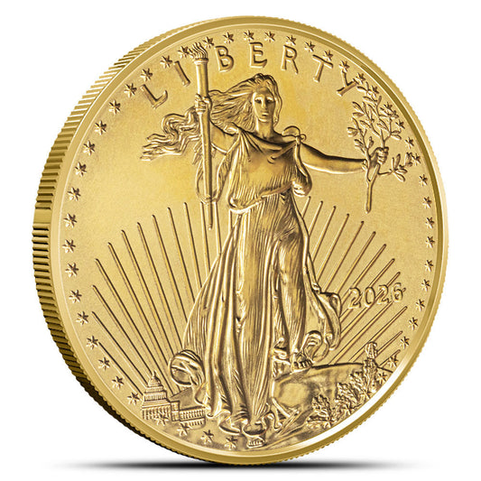 2026 1/2 oz American Gold Eagle BU Coin - Iconic Lady Liberty, Bald Eagle Design