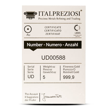 Premium 5 Oz Gold Bar - .999+ Fine Bullion from Varied Global Mints