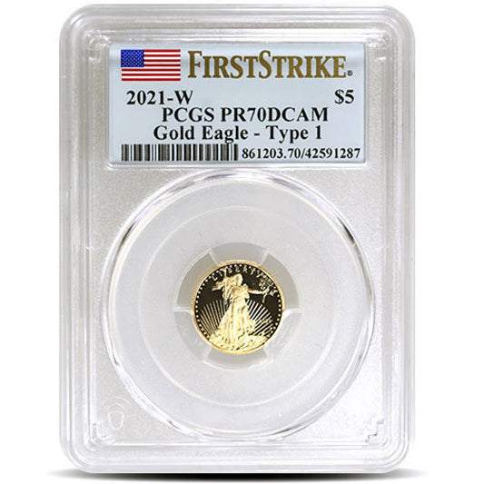 Flawless 2021-W 1/10 oz Proof Gold Eagle PCGS PR70 DCAM FS Coin