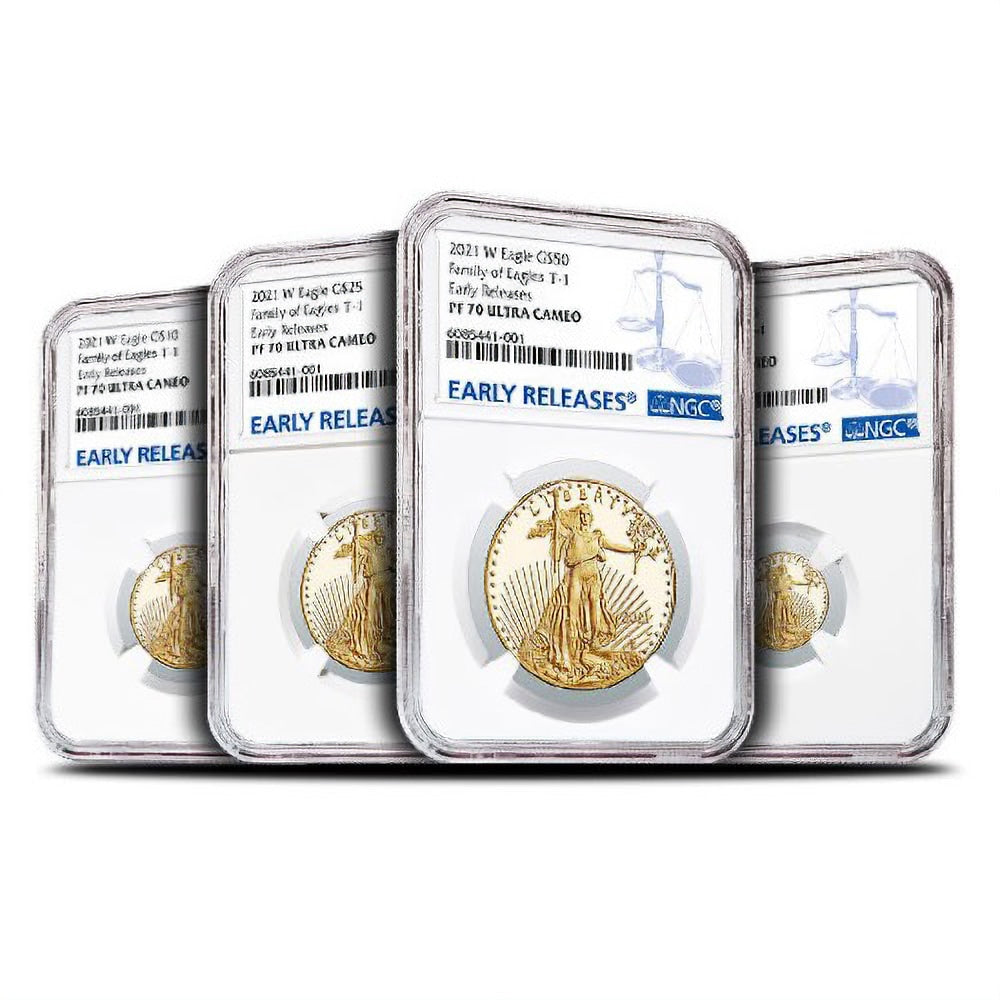 Rare 2021-W 4-Coin Proof American Gold Eagle Set NGC PF70 UCAM