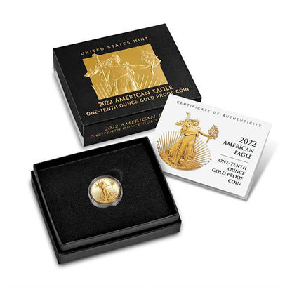 2022-W 1/10 oz Proof American Gold Eagle Coin - Lady Liberty & Eagle