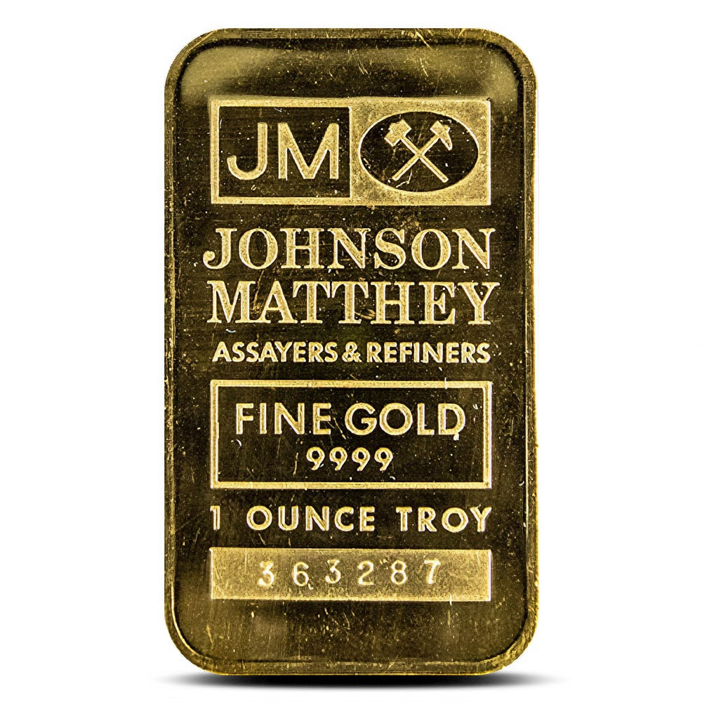 1 Ounce Johnson Matthey Gold Bar - Pure .9999 Fine Gold Bullion
