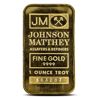 1 Ounce Johnson Matthey Gold Bar - Pure .9999 Fine Gold Bullion