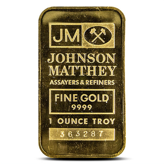 1 Ounce Johnson Matthey Gold Bar - Pure .9999 Fine Gold Bullion