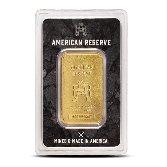 Premium 1 oz American Reserve .9999 Pure Gold Bar with Assay Card
