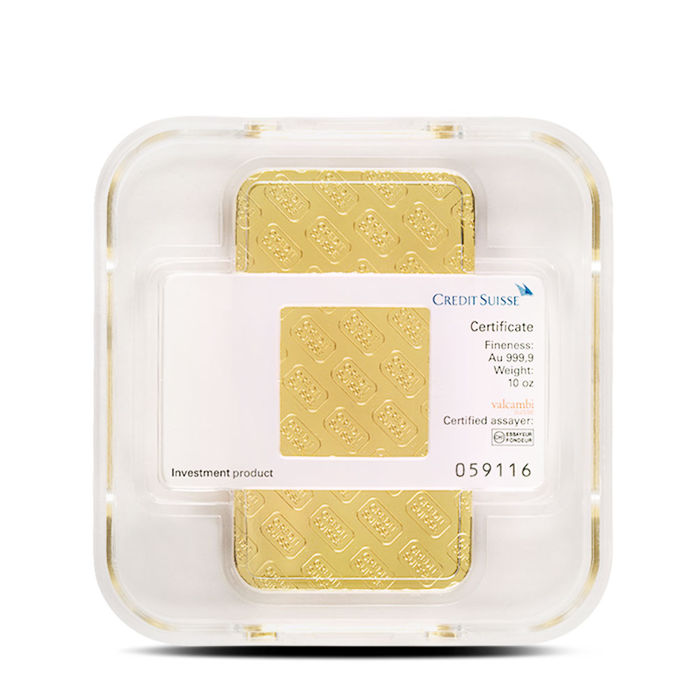 10 Ounce Credit Suisse Pure Gold Bar with Assay Certificate Investment