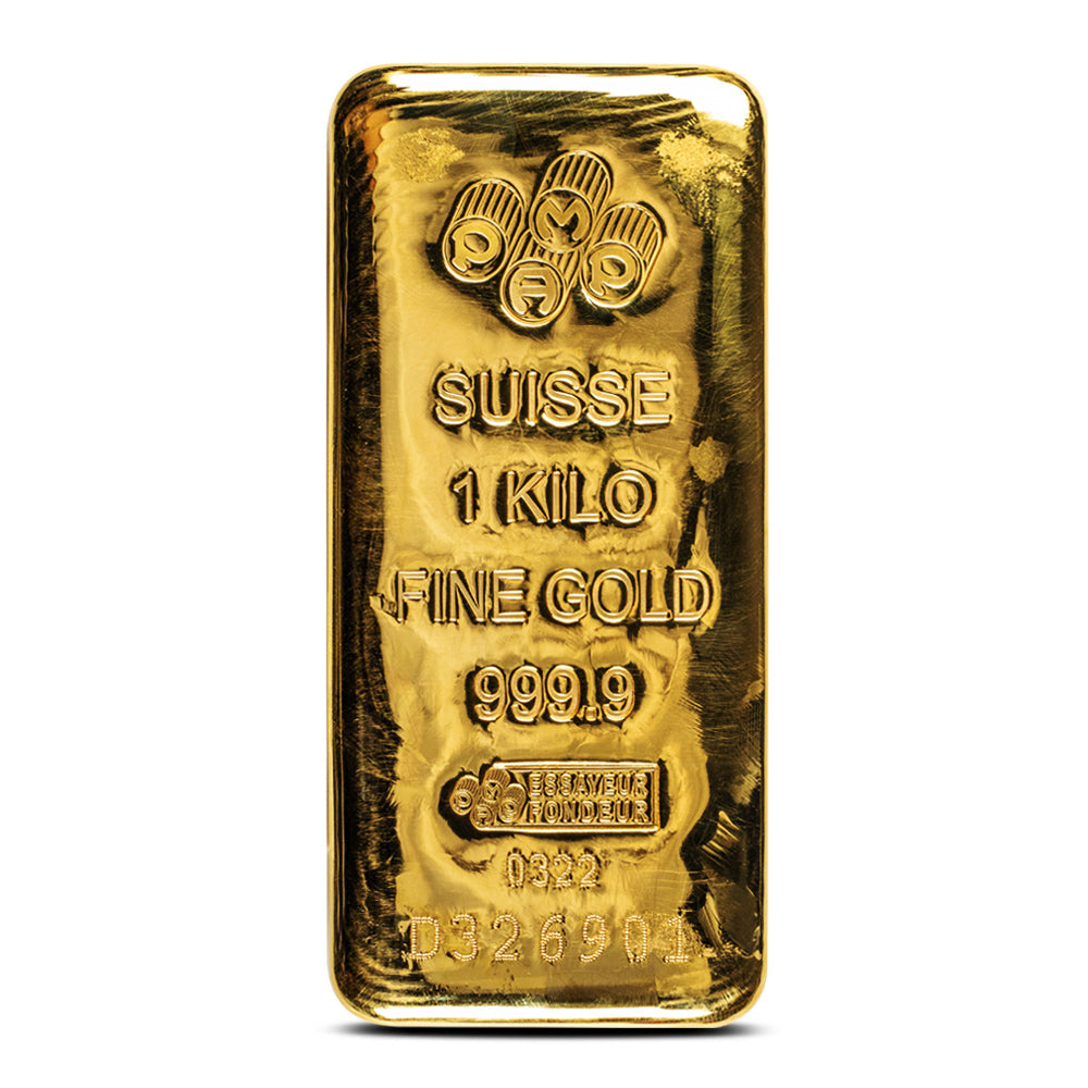 1 Kilo PAMP Suisse Cast Gold Bar, .9999 Pure, Assay Certified