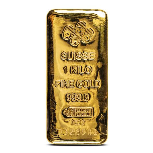 1 Kilo PAMP Suisse Cast Gold Bar, .9999 Pure, Assay Certified