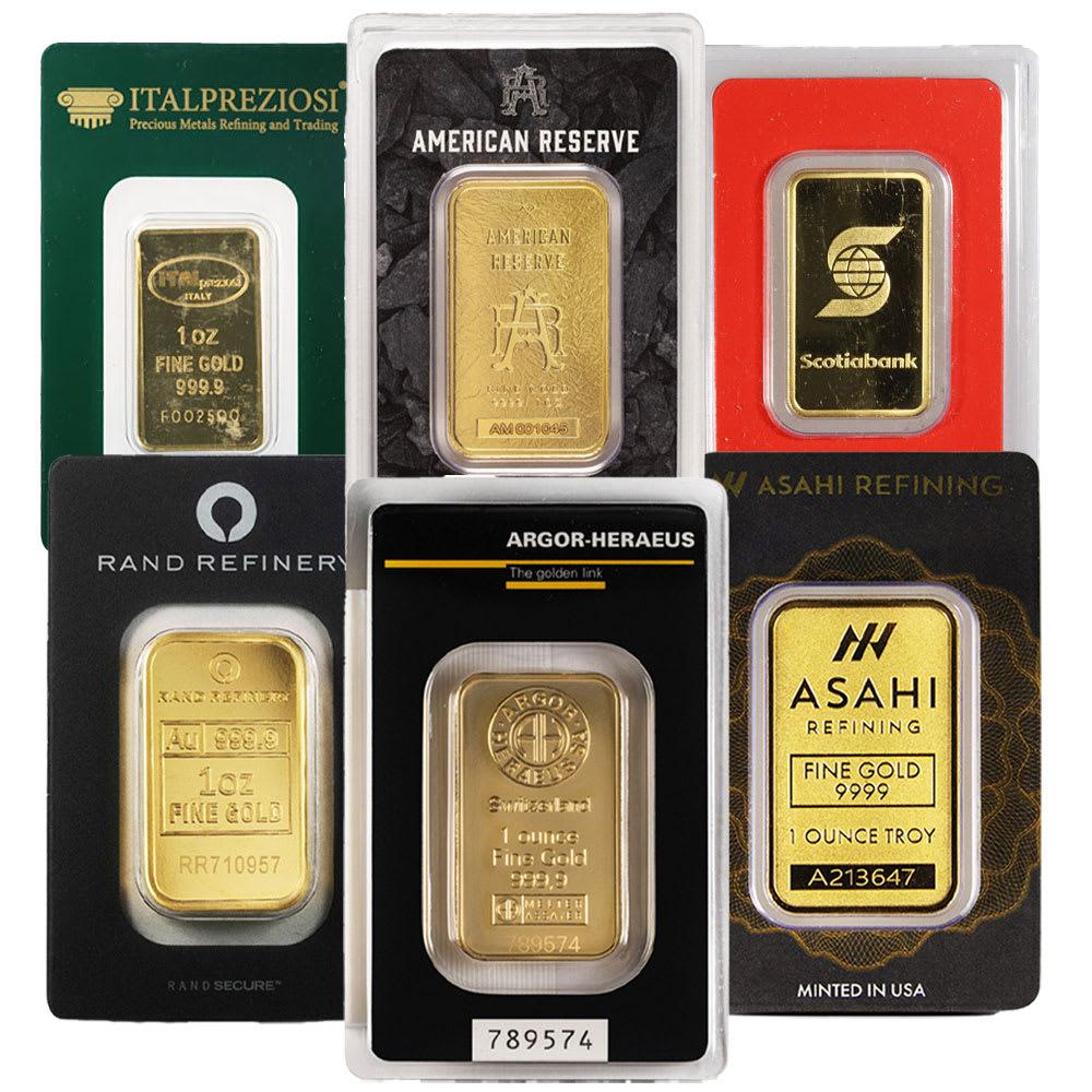 Premium 1 Ounce Gold Bar - Varied Mint Condition, Investment Grade .999+ Pure