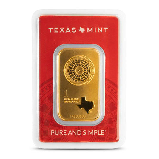 1 oz Texas Mint .9999 Pure Gold Bar - Iconic Capitol Rotunda Design