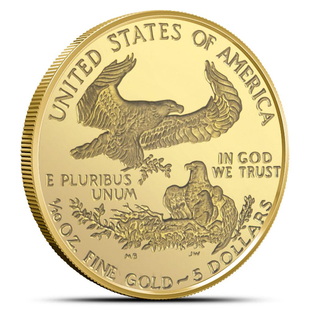 1/10 oz Proof American Gold Eagle Coin, Random Year, Secure Capsule Included