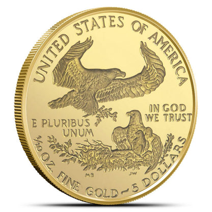 1/10 oz Proof American Gold Eagle Coin, Random Year, Secure Capsule Included