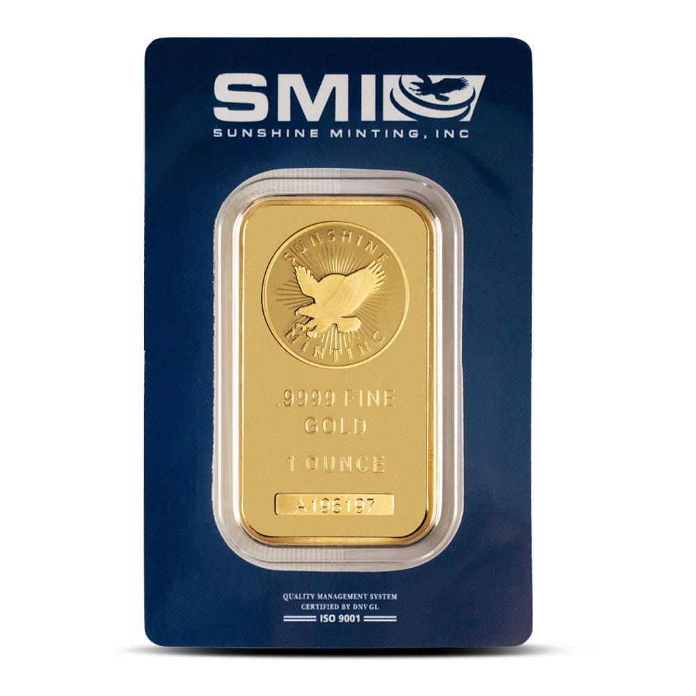 Premium 1 Ounce Sunshine Minting Gold Bar: .9999 Pure Investment Grade Gold