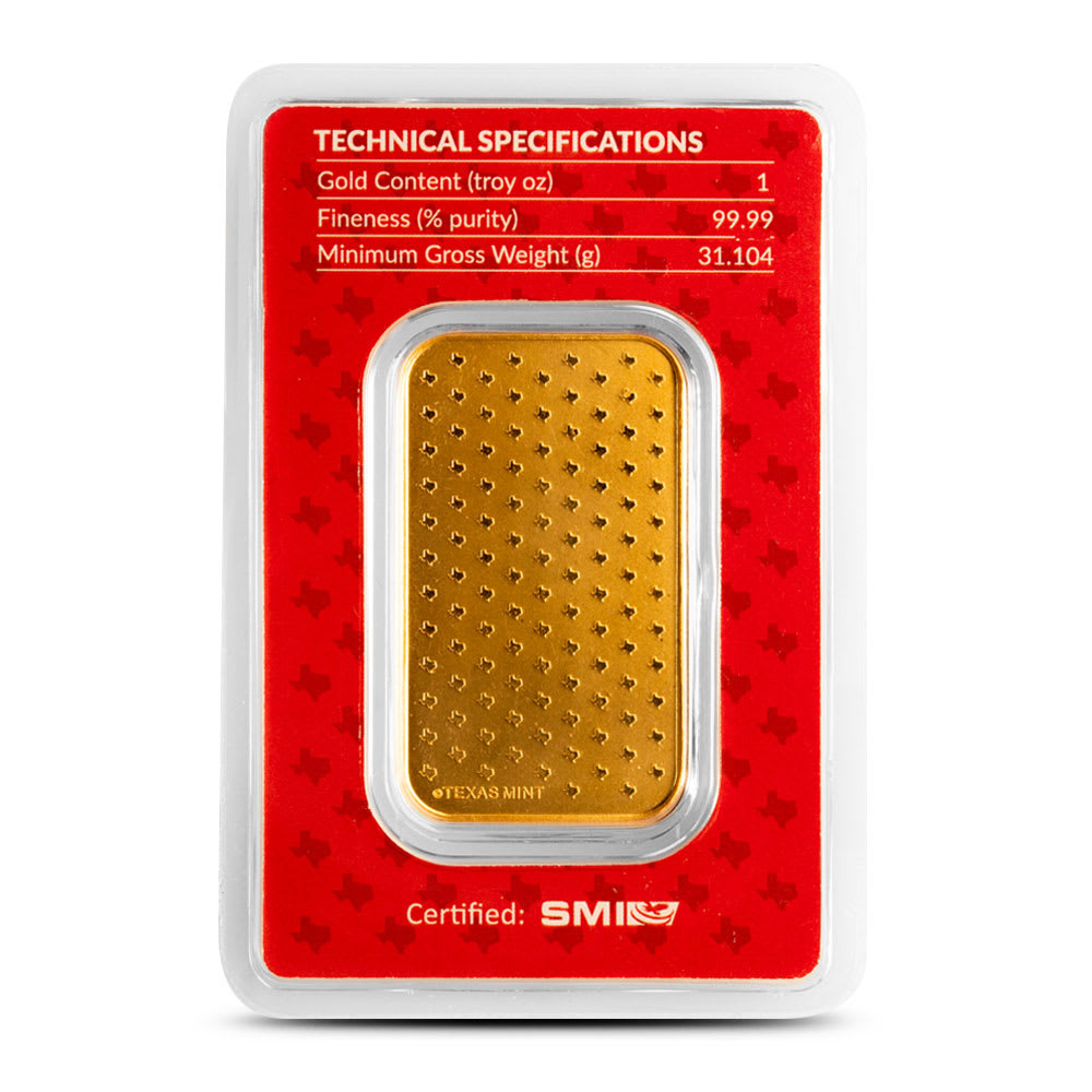 1 oz Texas Mint .9999 Pure Gold Bar - Iconic Capitol Rotunda Design